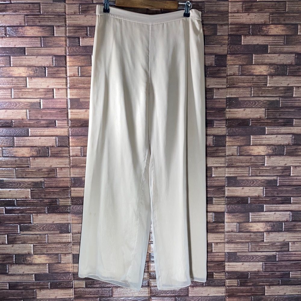 Vintage St. John Evening Silk Chiffon Beige Pants Size 8